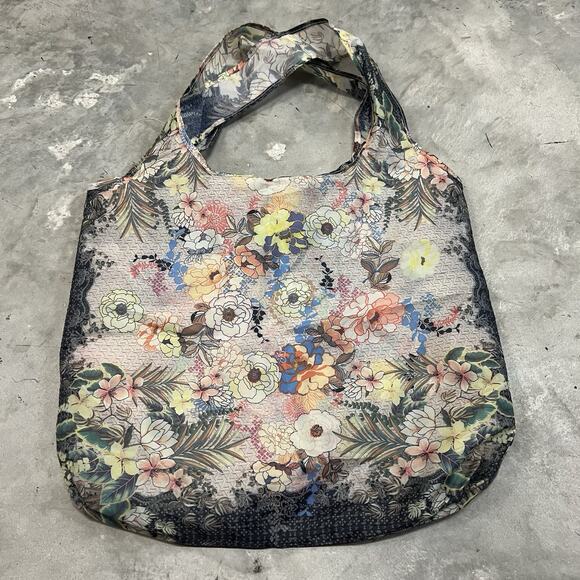 JOHNNY WAS Reusable Shopping Bag Tote California Floral Butterly NYLON - Picture 2 of 5